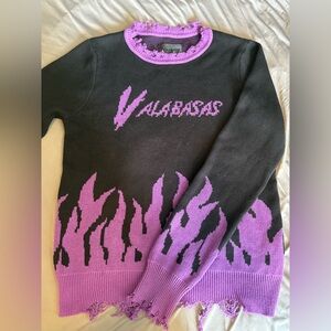 Valabasas Distressed Black and Purple Sweater Unisex Streetwear